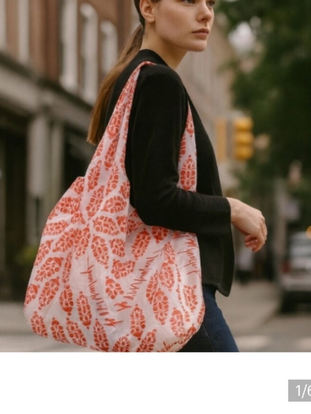 Free People Coral-Pink Patterned Shoulder Tote